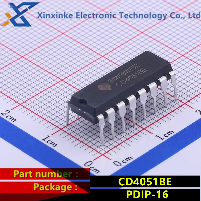 10 PZ CD4051BE PDIP-16 CMOS multiplexer analogico a 8 canali a canale singolo e demultiplexer con funzione di conversione del livello logico