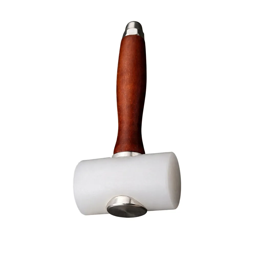 Practical Nylon T Head Carving Hammer Wood Handle Cowhide Tool Leather Mallet Leather Carving Sewing Mallet Leathercraft