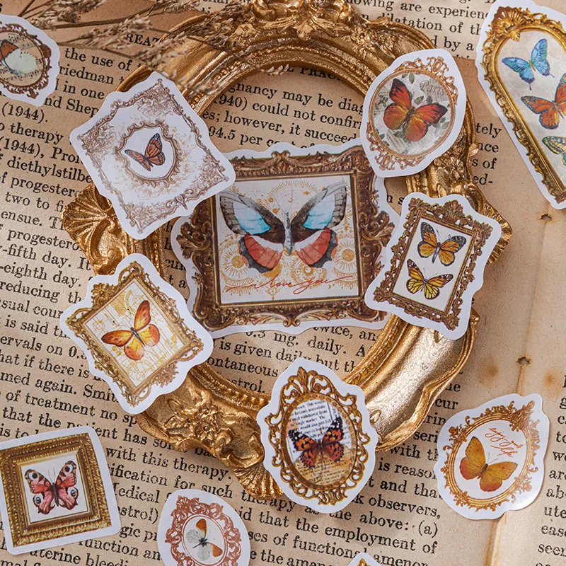 Vintage Butterfly Collection Adhesive Tape Photo Frame Washi Tape Diy Scrapbook Planners Calendars Gifts Journal Decoration