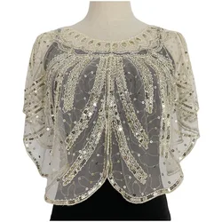 Retro Shawl Sequin Beaded Short Cape Beaded Decoration Gatsby Party Mesh Short Cover Up Dress Accessory