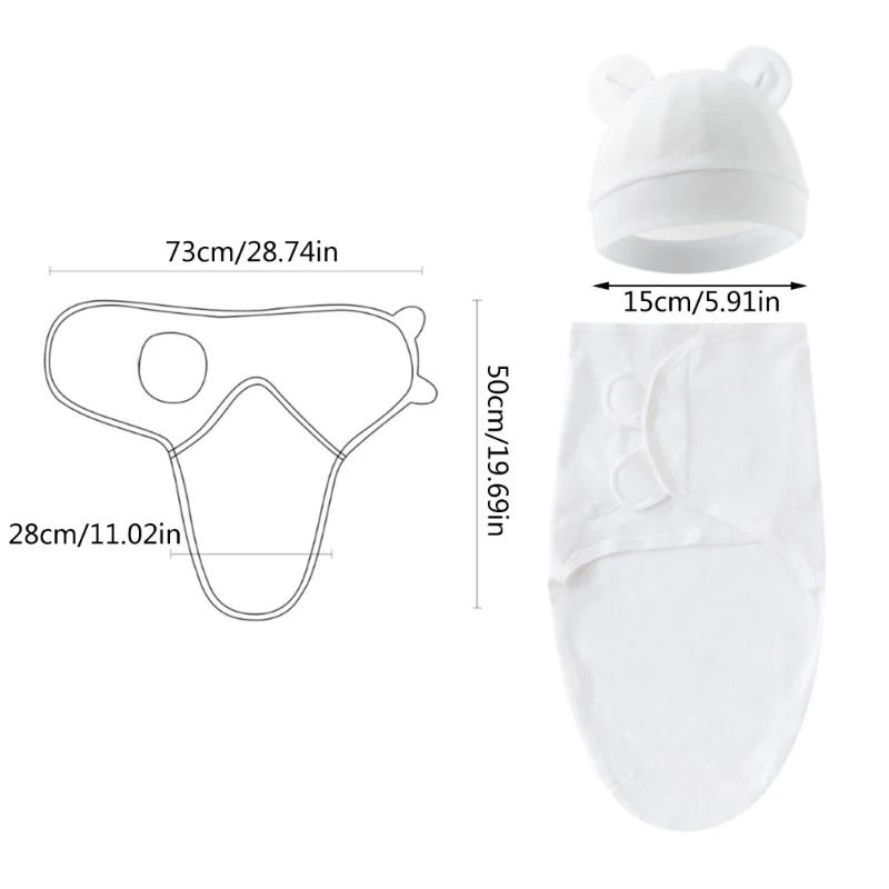 Cotton Newborns Swaddles Blanket Infant Baby Wrap Cloth with Hat, Shower Gift Breathable Baby Sleepsack Dropship images - 6