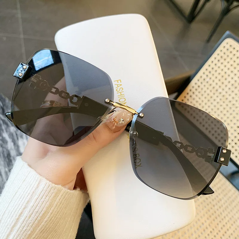 KAMMPT Neue Übergroße Randlose Kette Beine Sonnenbrille Vintage Männer Stilvolle Mode Weibliche Shades Luxus Marke Designer Brillen – Detail 15