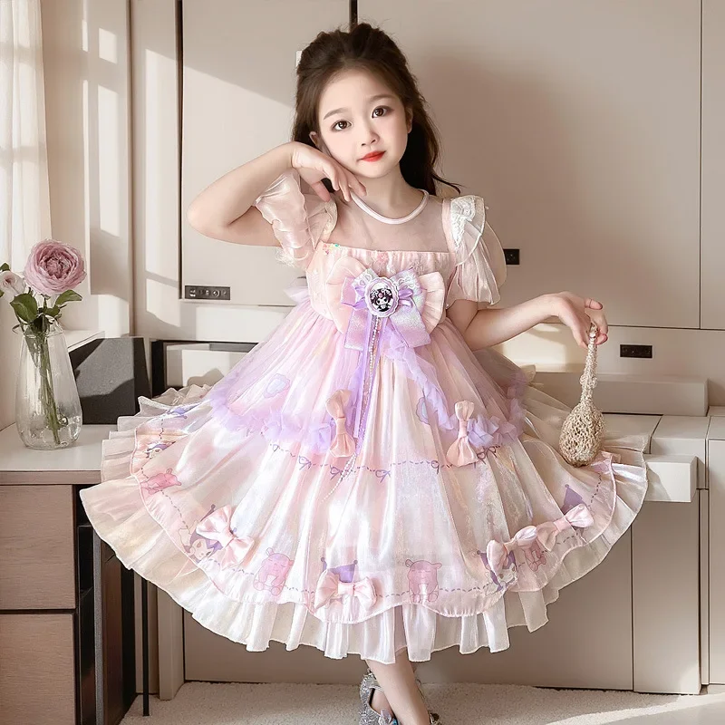 

Anime Kuromi Dress Girl Lolita Puffy Skirt Cake Skirt Gauze Skirt Princess Dress Dance Sweet Summer Dress Children Holiday Gift