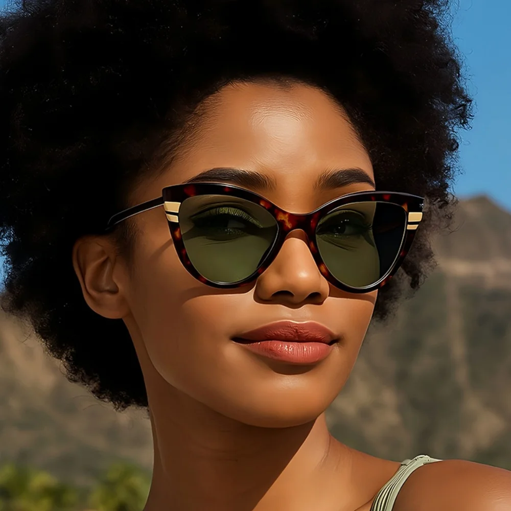 Fashion Cat Eye Sunglasses Women Men Leopard Green Sun Glasses High Travel Trendy Shades UV400 Eyewear