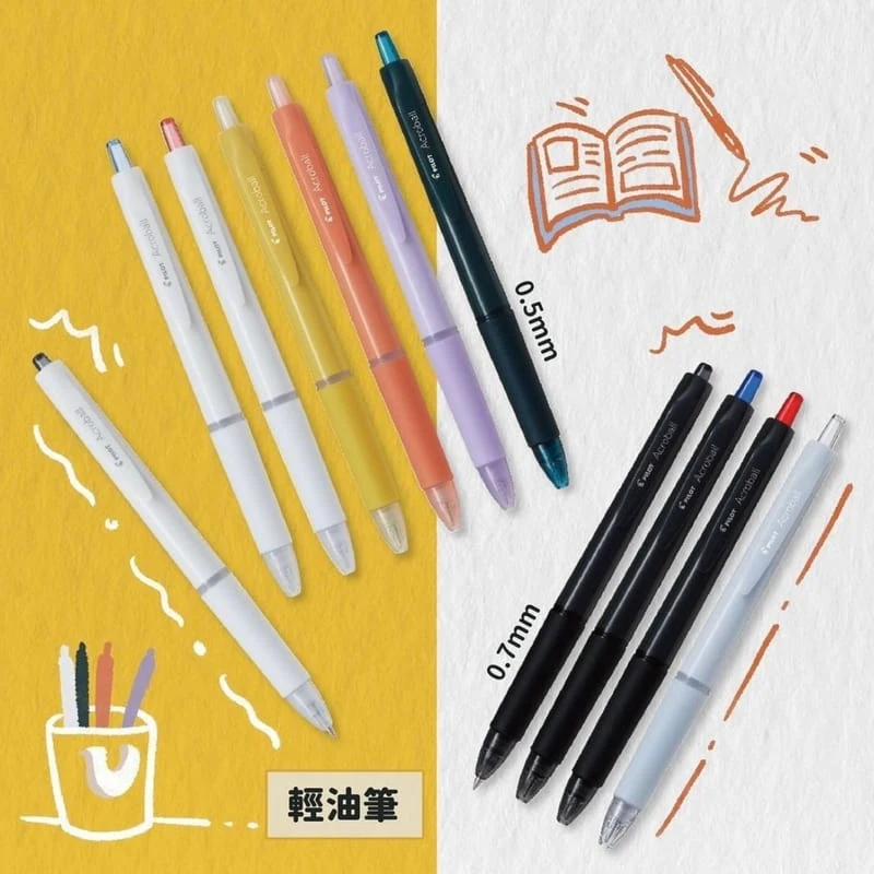 Pilot Acroball Ultra-Smooth Retractable Ballpoint Pen,Premium Hybrid Ink 0.5/0.7mm for Office&BusinessMinimalist Japanese Design