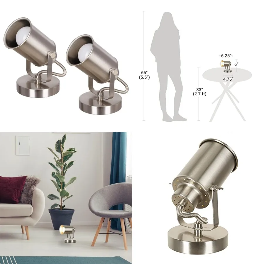 

Modern Multipurpose Spotlight Desk or Wall Mount Accent Lamp, 6",,Set of 2