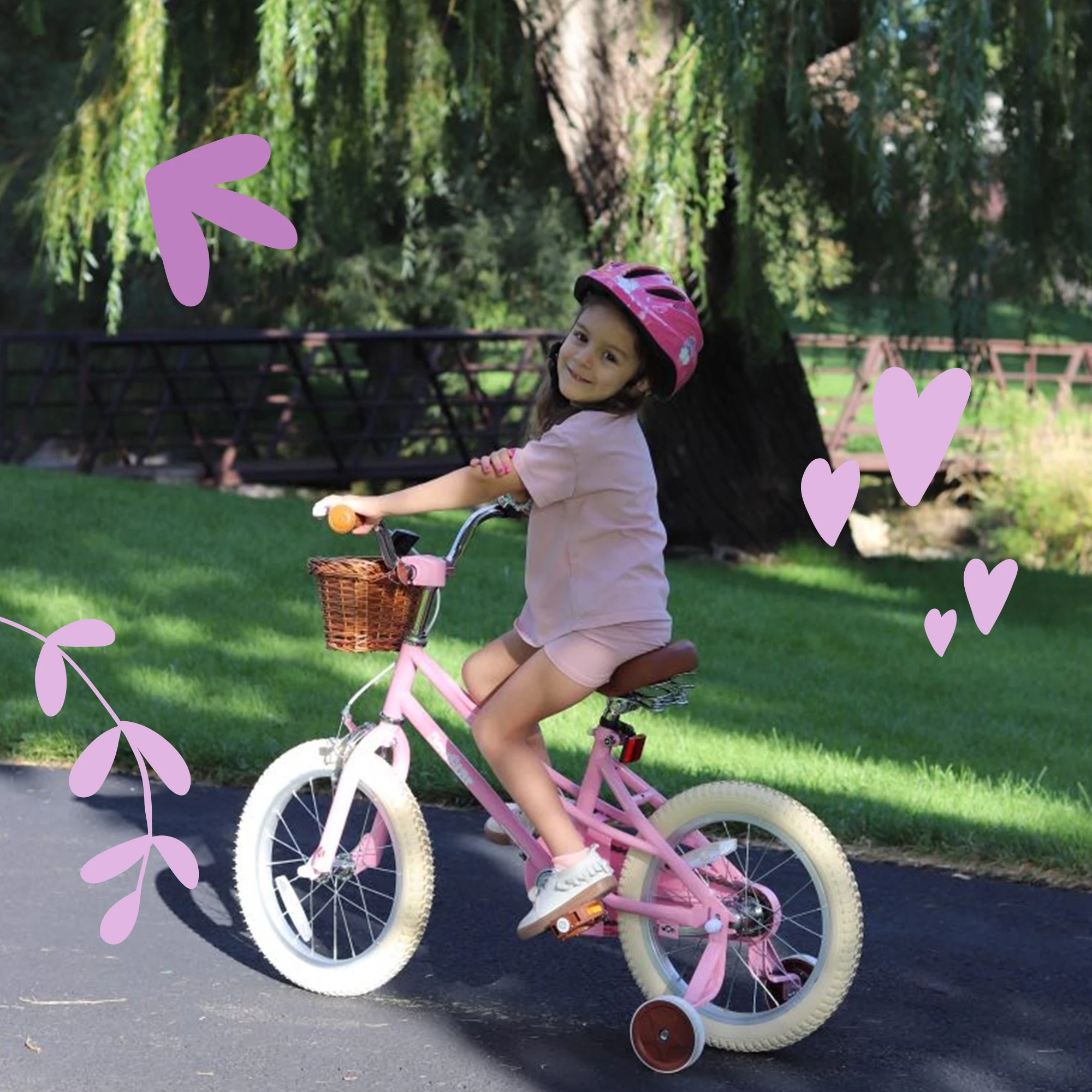 YSTAR-Vélo de Style Rétro pour Fille de 2 à 12 Ans, Bicyclette avec Roues d'Entraînement, de 12, 14, 16 Pouces, avec Support de Décoloration