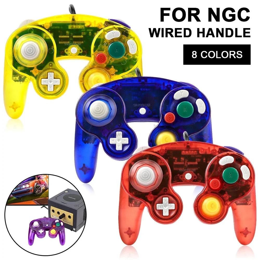 For NGC Transparent Wired Gamepad For GameCube Game Console 