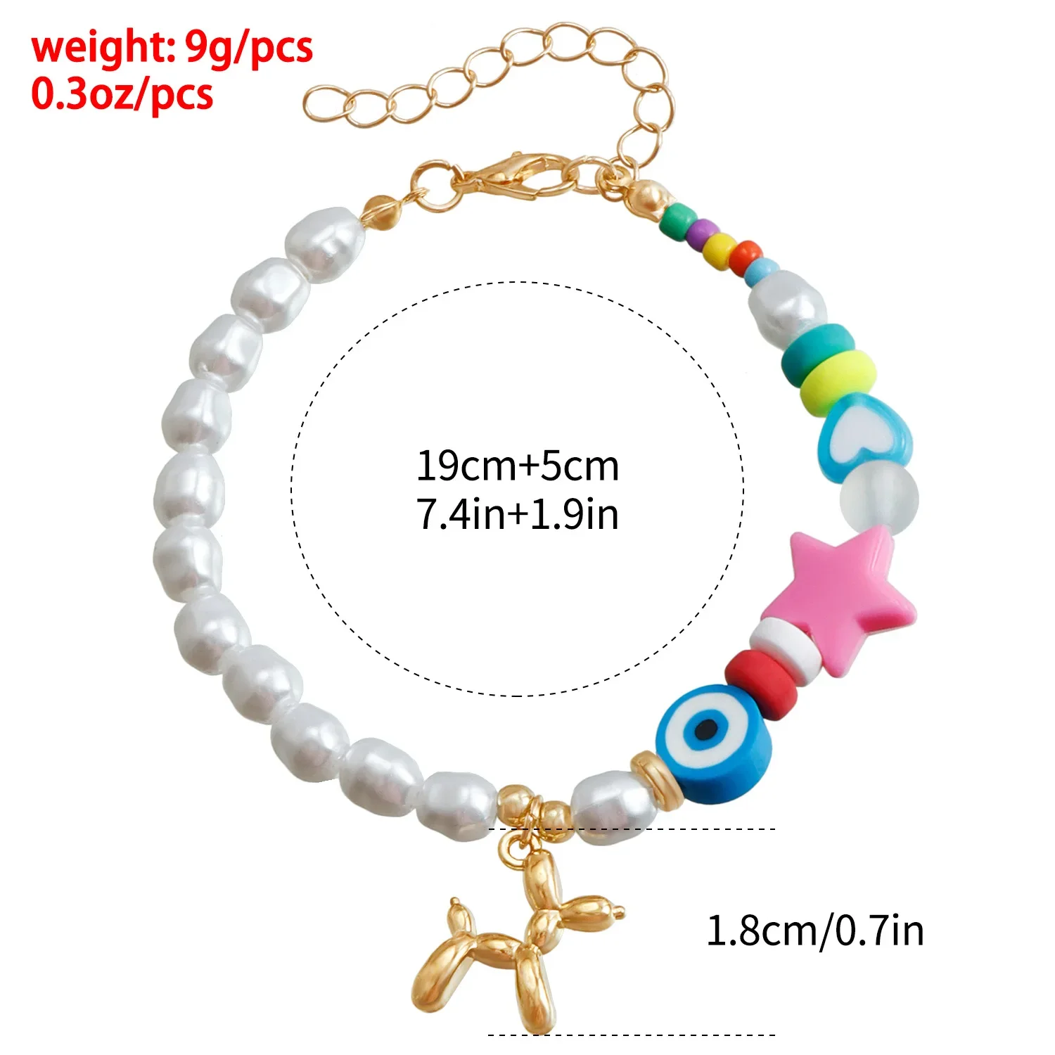 New fashion Christmas accessories ins style kids fun balloon dog pendant bracelet Imitation pearl beaded bracelet