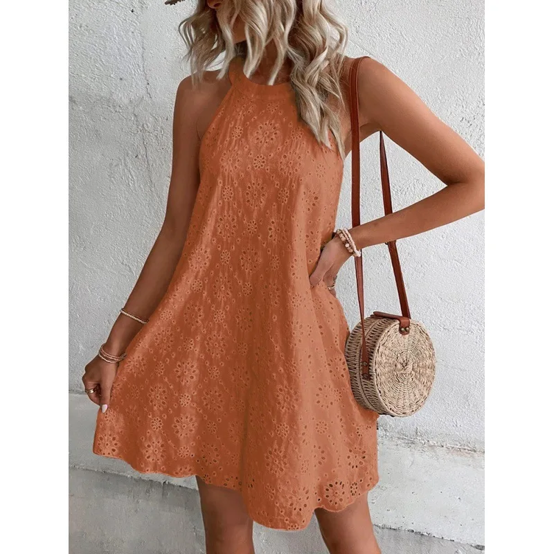 Mini Dresses Women Sleeveless Frock Summer Elegant Loose Fit One Piece Skirt Solid Color Thin Chest Wrapped Clothing Casual Wear