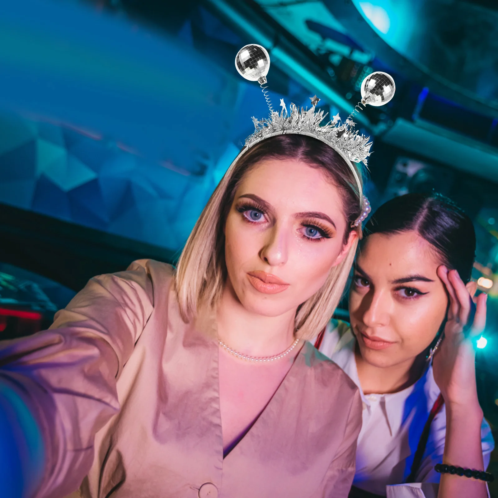 Discobal Hoofdband Vintage Spiegelbal Party Hoofdbanden Kostuum Accessoires Disco Haaraccessoires Vrouwen Prop Hoofddeksel Kostuums