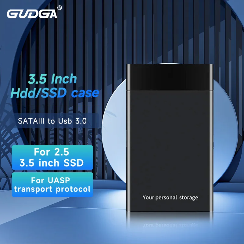 GUDGA HDD 케이스, 외장 HD SSD 하드 드라이브 박스, 2.5 인클로저 하드 디스크, 3.5 인치 Sata III to USB 3.0, HDD 10TB 노트북 데스크탑용 