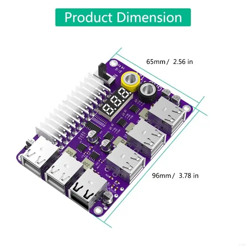 R58F 12 Port USB 2.0 24Pin Power Supply Breakouts Board Adapter Power Module Support QC2.0 QC3.0 12V Output 3 Digit LED
