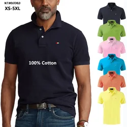 100% algodão de alta qualidade nova camisa polo masculina casual sólido verão polos hommes manga curta camisa esportiva apto masculino topos XS-5XL