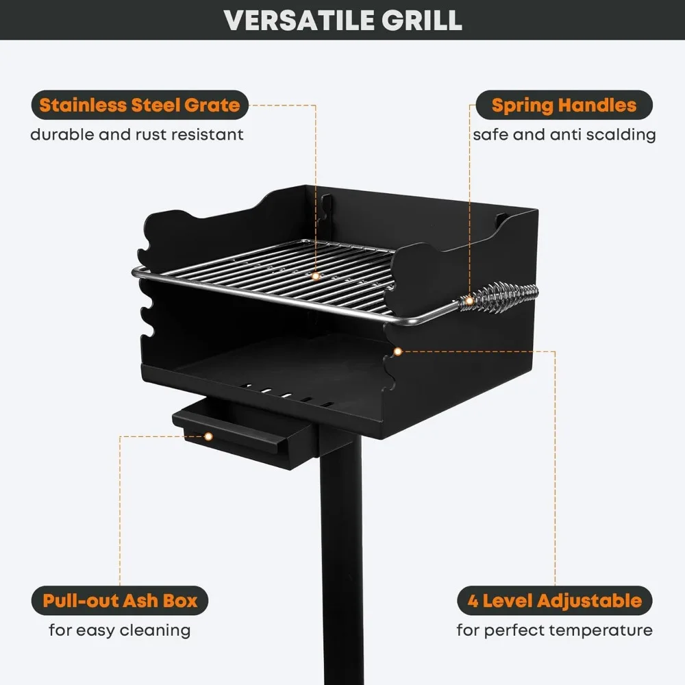 Holzkohle grill im Parks til, Hochleistungsstahl-Grill im Freien mit Edelstahl-Kochrost