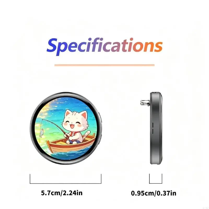 Round Display Badges Charm with App Linked Media Editing, Photo GIF Text Screen for Bags and Outfit Layers for Daily Wear K1KF