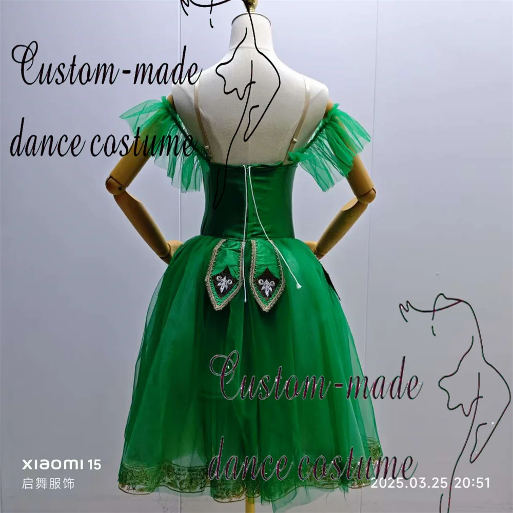 Emerald "ตัวละครกระโปรงบัลเล่ต์เด็กที่กําหนดเองการแข่งขันชุดยาวสีเขียว Professional กระโปรงพัฟผู้ใหญ่บัลเล่ต์ Pe