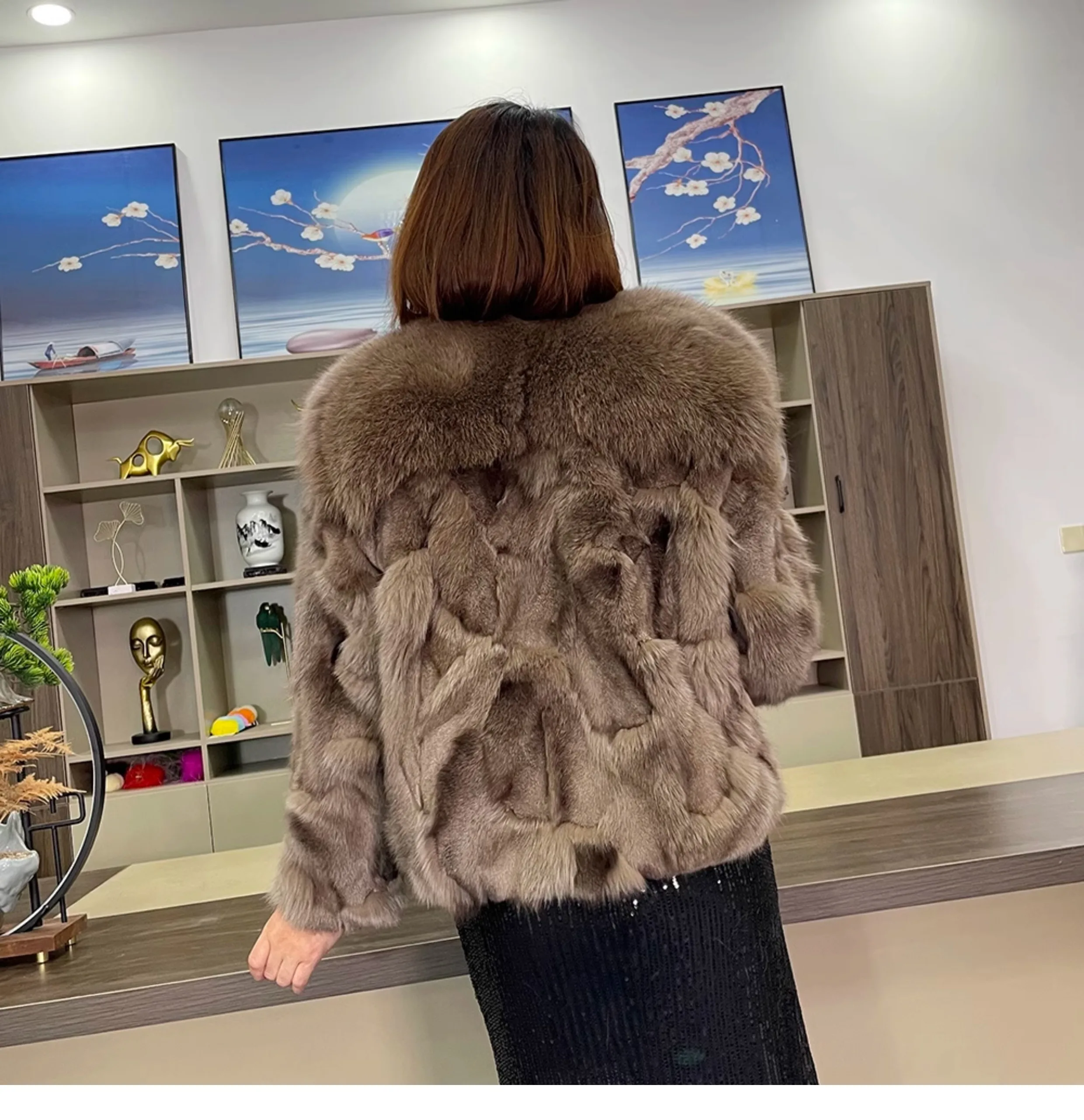 Women Winter Fashion Real Fur Thick Coats Warm Natural Fox Fur Coat High Quality Luxury Fashion Short Pluffy Fur Female Jacket