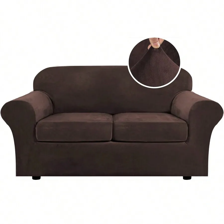 H.VERSAILTEX Rich Velvet Stretch Cover Chair Slipcover Sofa Cover Furniture Protector Couch Soft With Elastic Bottom Chair Couch