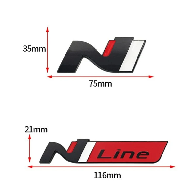 3D Metal Car Front Grill Emblem Badge For N Line Logo Tuscon NX4 I20 I30 I10 Sonata Elantra N Line Sticker Accessorie