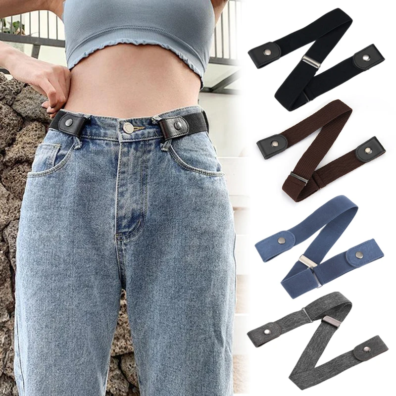 1pc Invisible Elastic Belt Women Men Extension Waistband Without Buckle Adjustment Stretch Lazy Belt For Casual Jean Pant Dress