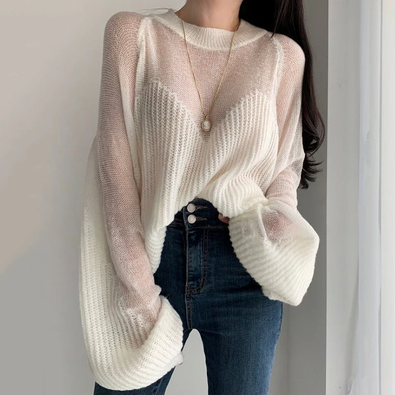 O Neck Loose Long Sleeve Pullover Sweaters Women Soft Thin Pull Femme Korean Style All Match Autumn 2024 Knitted Tops Women