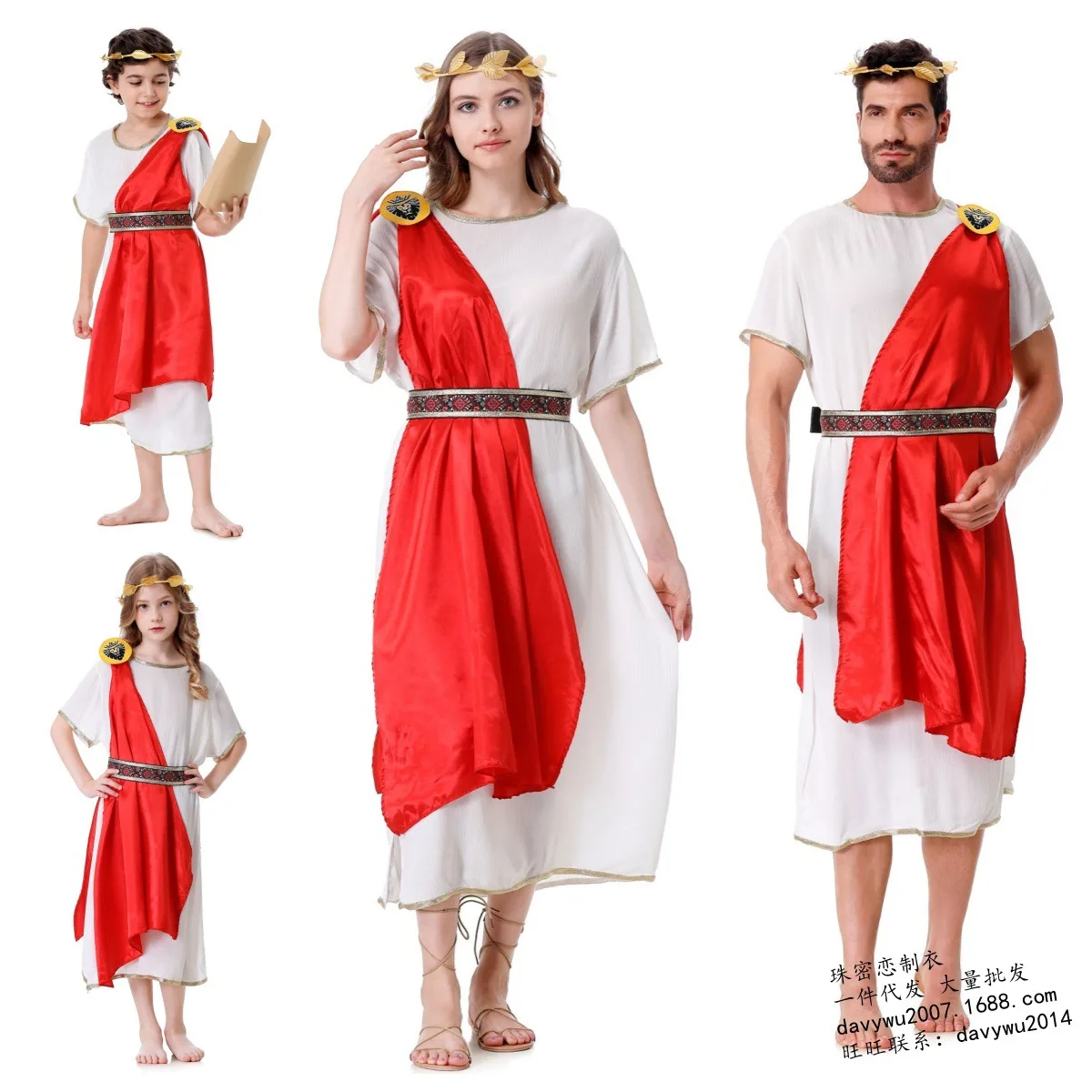 Adult Children Roman Costume Greek Goddess Cosplay Dress Halloween Greek Roman Queen Cosplay Clothes Adult Kid Grecian Toga Sets