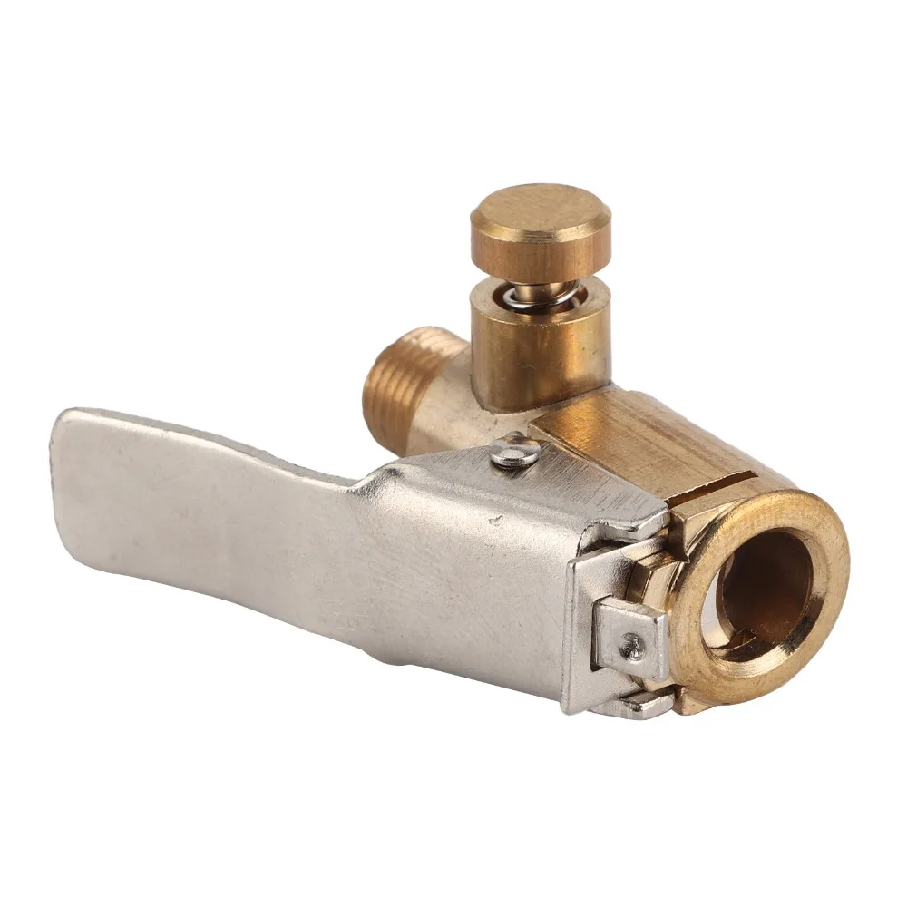 Brass Tire Inflator Chuck Straight Chuck Open Flow Air Chuck Open No Leakage Heavy Duty Tire Inflator Hose Adapter Truck Bike