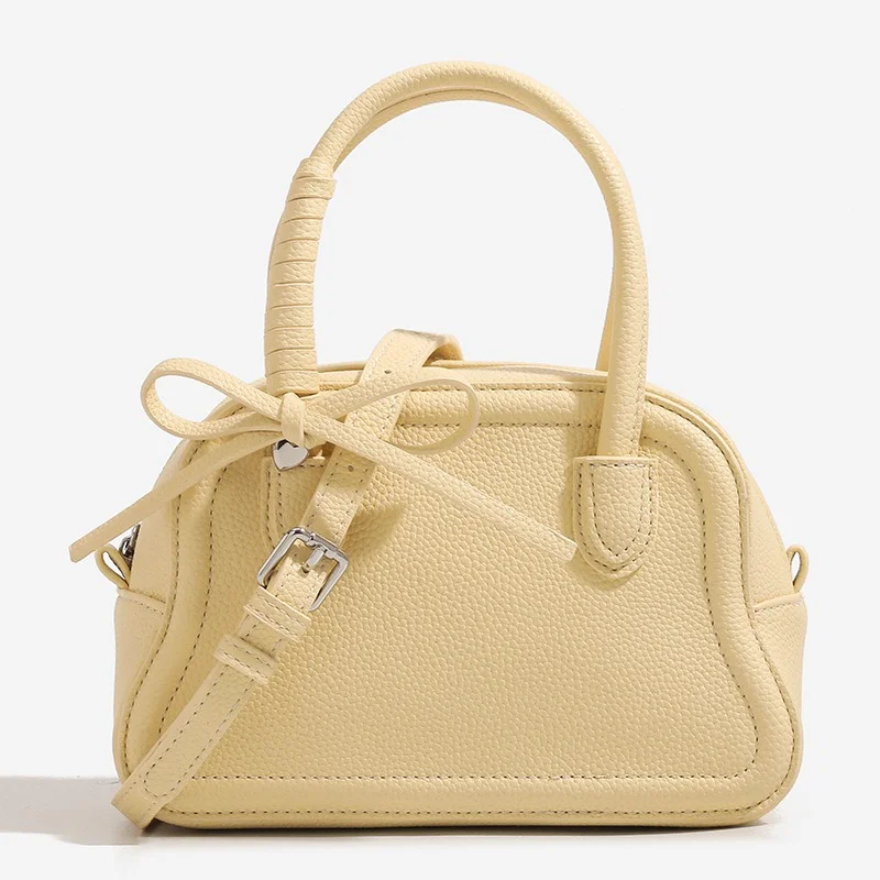 Women Bowknot Boston Bag Fashion Bowling Handbag Shoulder Crossbody Bag Elegant Casual Purse