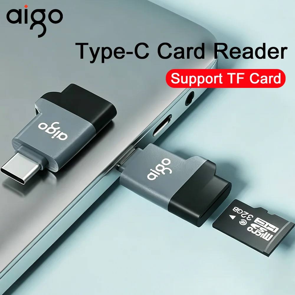 AIGO Card Reader USB-C to Micro SD TF Card OTG Adapter for Laptop Accessories Tablet Phone Windows MacOS USB3.0 Memory Cardreade