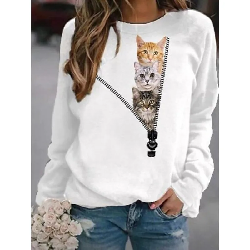 Crew-neck Hoodie Fashion Print Instagram Owl Pullover Base Sweatshirt Streetwear Women Clothes Sweatshirts