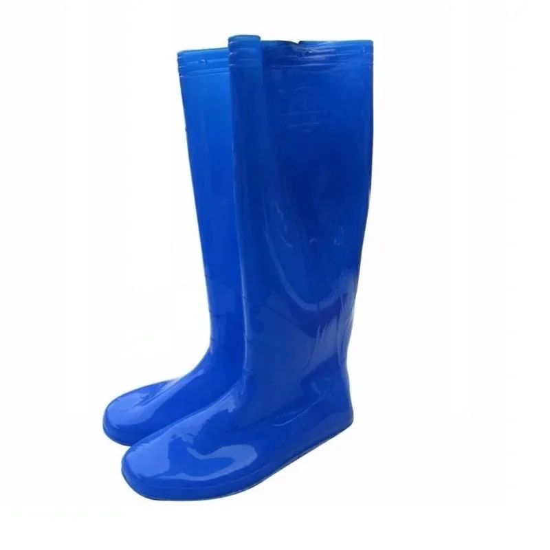 

PVC Blue Soft Cosplay Live Show Waterproof Rain Shoes Bottom Thick （1 to 2 size smaller attention when order)