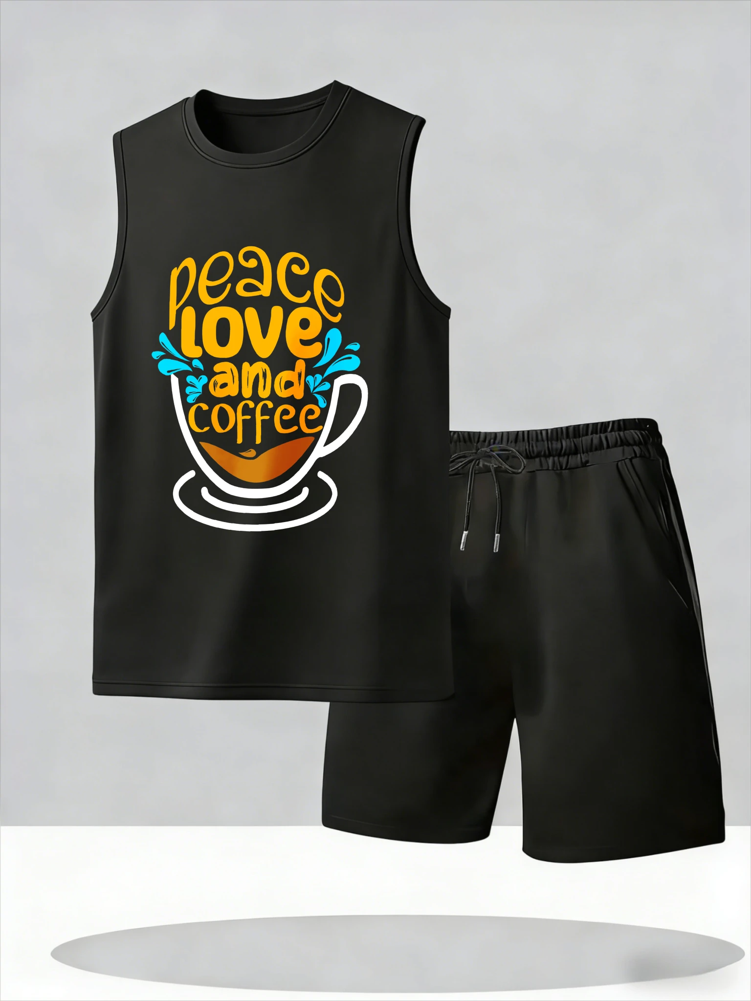 

Men's Tank Top Sets 2026 Summer Thin Quick Dry Breathable Two-piece sets crewneck seaside oversize sports beach sweatshirt set