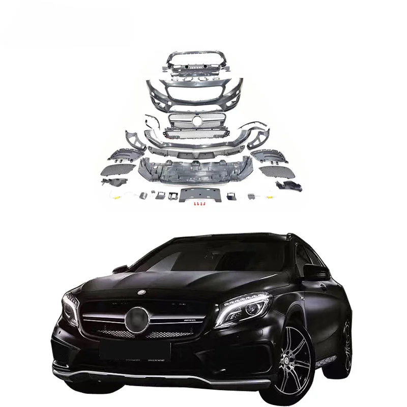 

Комплект кузова GLA45 для Benz GLA X156, обновление до GLA 45 AMG, передний и задний бампер, детали для авто 2013-2018