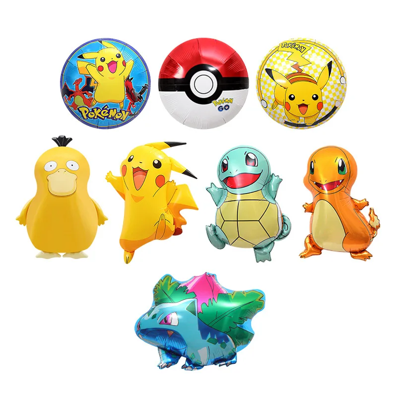 Pokemon Party Photography Toys Aluminum Film Balloon Elf Ball Pokemon Pikachu Jenny Turtle and Duck Cartoon Birthday decorations