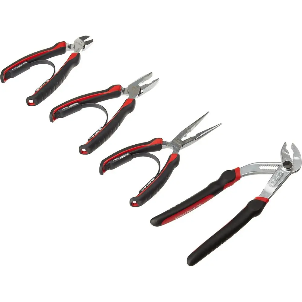 

4-Piece Pliers Set: Multi-Grip Locking, Diagonal Cutters, Half Round Nose, Uni-Lock – High Performance, Ergonomic Handles