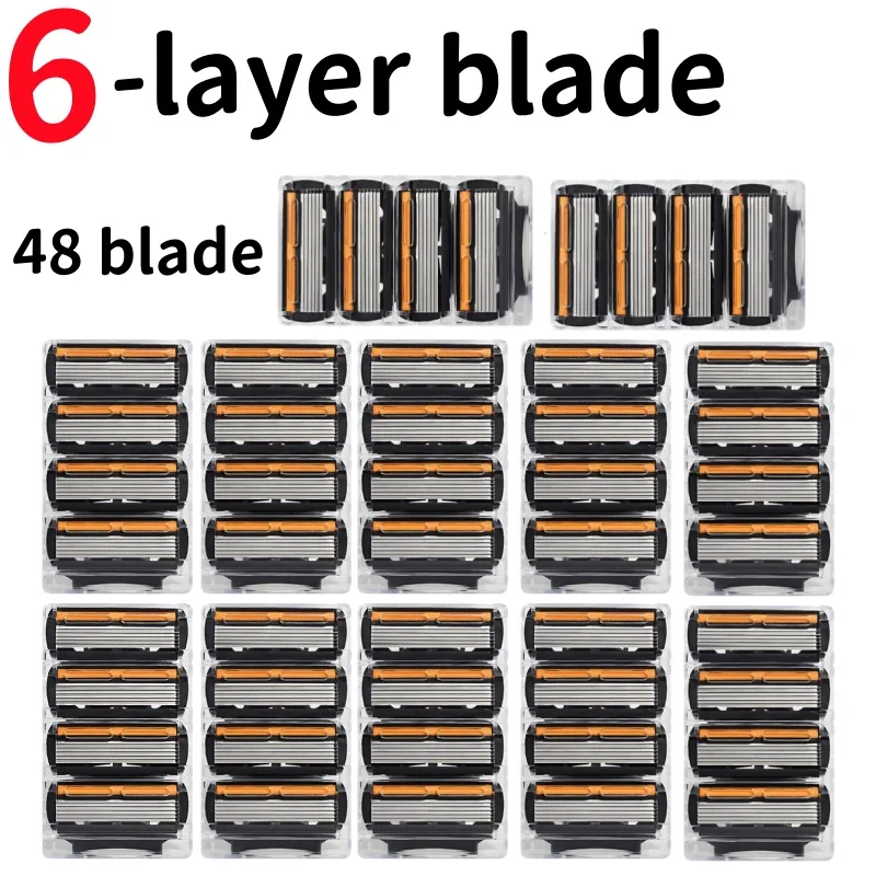 4/8/12/24/48 قطعة 6-شفرة ماكينة حلاقة من الفولاذ المقاوم للصدأ للبشرة الحساسة إغلاق حلاقة مريحة تصميم كلاسيكي ريترو يدوم طويلاً #1