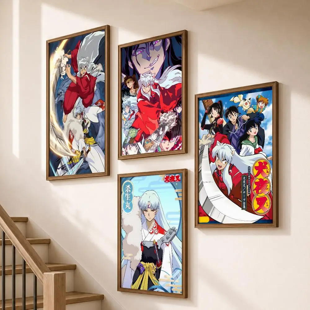 Anime Inuyasha Yokai Romance Fantasy Poster HD Self Adhesive Wall Decor for Bedroom Dorm Room Office Gaming Room Gift