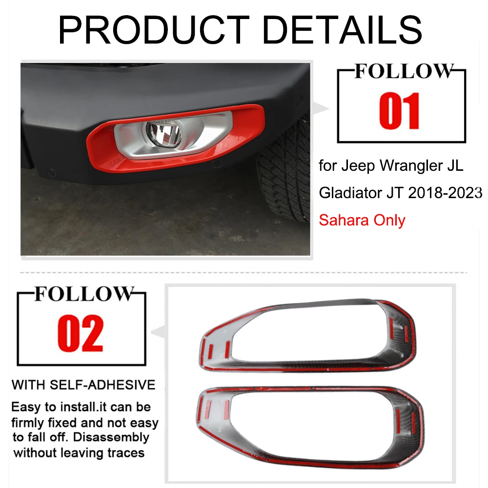 Car Upgrade For Jeep Wrangler JL Gladiator JT Sahara 2018-2025 Front Fog Light Decor Cover Trim Stickers Exterior Accessories view 2