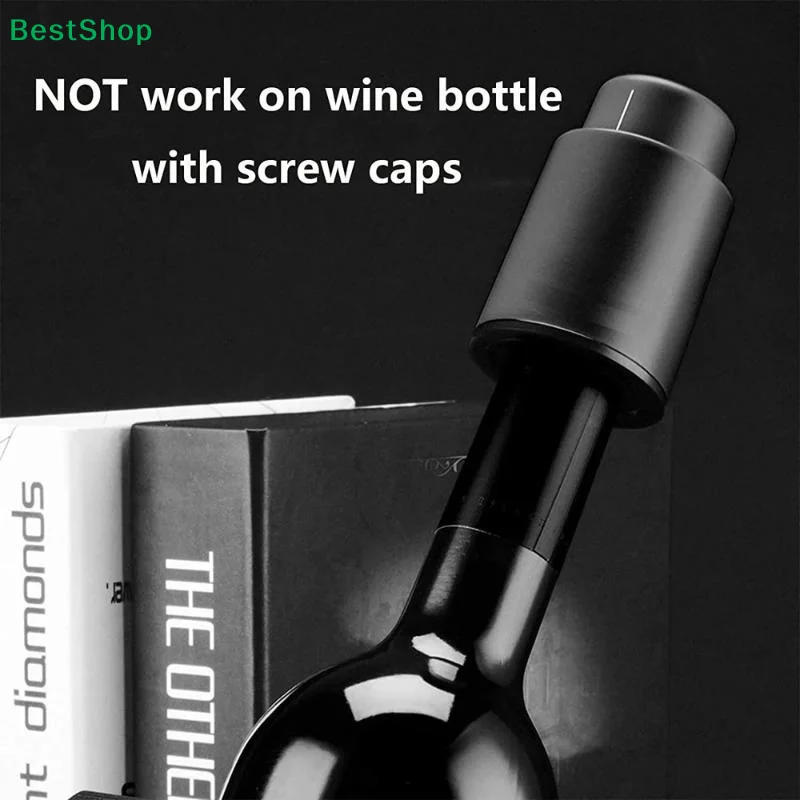 〔Q〕Vacuum Wine Bottle Cap Stopper Sealed Storage Vacuum Memory Wine Stopper Push Style Bar Tools Barware Wine Cork Black