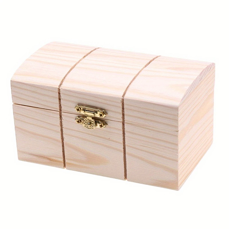 

1pc Dollhouse Mini Solid Wood Jewelry Box Vintage Flip-Top Organizer Playhouse Mini Storage Box Ideal for Gifts & Home Decor