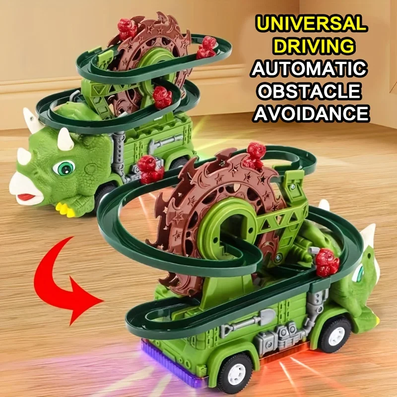 لعبة مسار الشريحة على شكل ديناصور تريسيراتوبس دينو لتجنب العوائق، نظام مسار الشريحة، هدية عيد الميلاد/الهالوين للأطفال #4