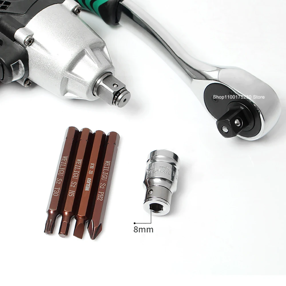 1 Stück S2 Stahl Schlagschrauber Bit 8 mm Sechskantschaft 80 mm lang PH1-PH4, SL5-SL10, H3-H10, T20-T55 Elektro-/Handbohrer