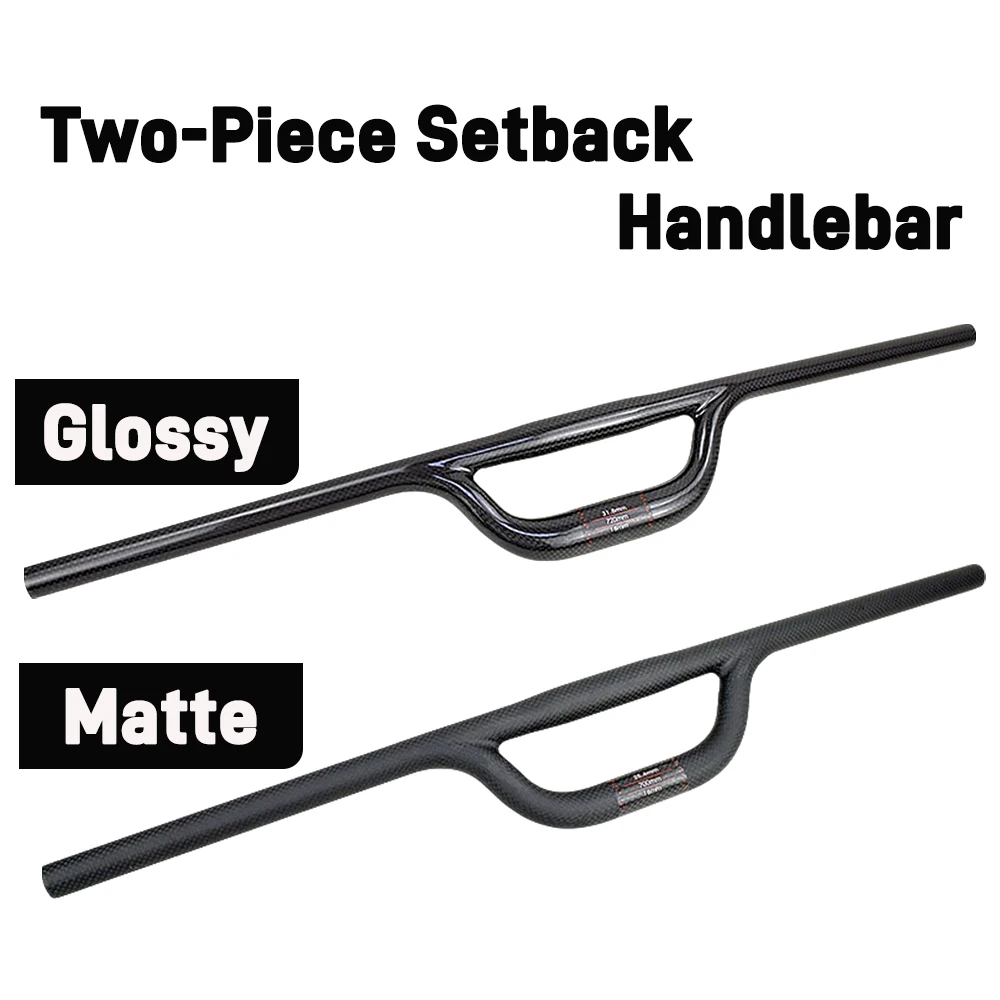 No Logo High Strength Carbon Double Bar Setback Handlebar 9.5 Degree Setback 66mm Rise Gloss Matte 25.4 31.8mm Clamp 580-720mm