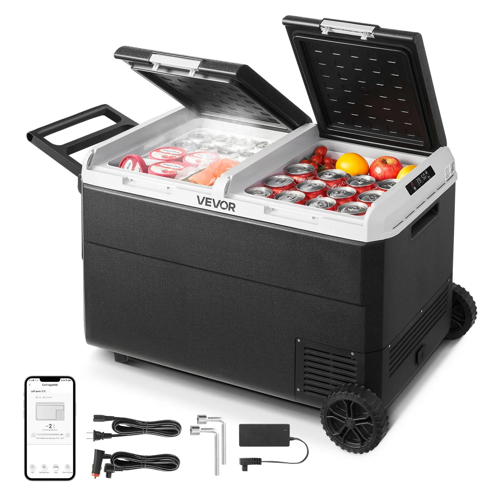 

12 Volt Car Refrigerator Portable Freezer 100.4QT Dual Zone Cooler Camping