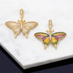 OCESRIO Multicolor Butterfly Pendant DIY Handmade Copper Gold Plated Animal Jewelry Necklace Bracelet Making Wholesale pdta807