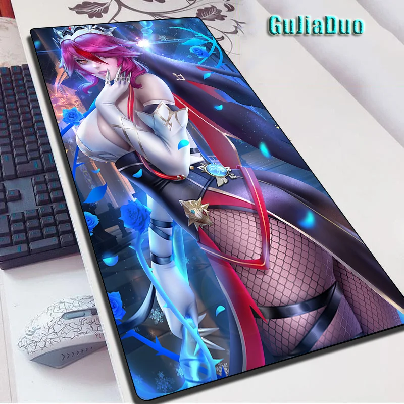 

Rosaria Genshin Impact Anime Mouse Pad 40x90 XXL Computer Game Play Mat Gaming Hoom Accessories Kawaii Mange Mousepad Pc Cushion