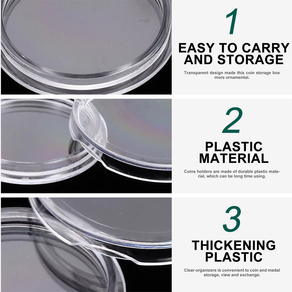 

200 Pieces Coin Collection Box Clear Acrylic Coin Holders for Collectors Storage ganizer Capsules Display Case