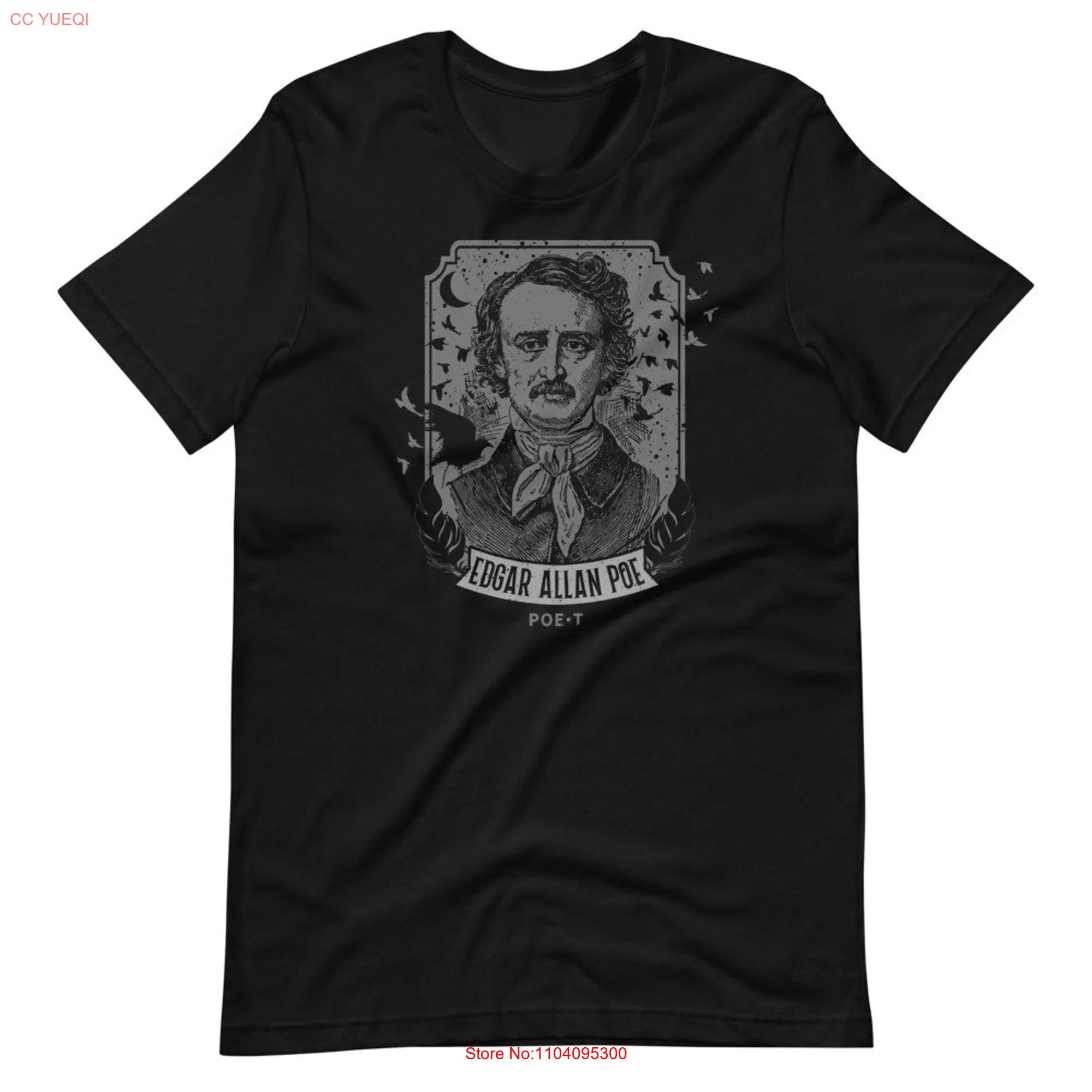 Edgar Allan Poe Poet  T Shirt The Telltale Heart Raven Gothic gift idea literature long or short sleeves