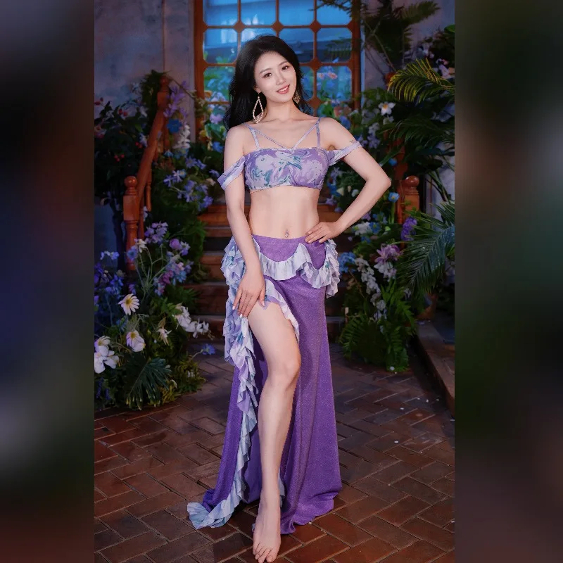 

Customized Belly Dance Oriental Dance Costume Practice Clothes Popping Super Immortal Atmospheric Fish Tail Long Dress Set